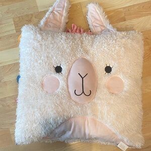 Plush Llama Pillow big and soft for Kids - Cream and blush pink
